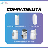 4 Sacchetti Profumati e 1 Ricarica Ricaricabile Compatibile con Mangiapannolini Maialino Foppapedretti, LitterLocker II - 1600 Pannolini (Durata Stimata 6 Mesi) - Fam Fun